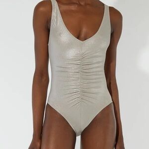 Solid & Striped “Lucia” Metallic One Piece Suit
